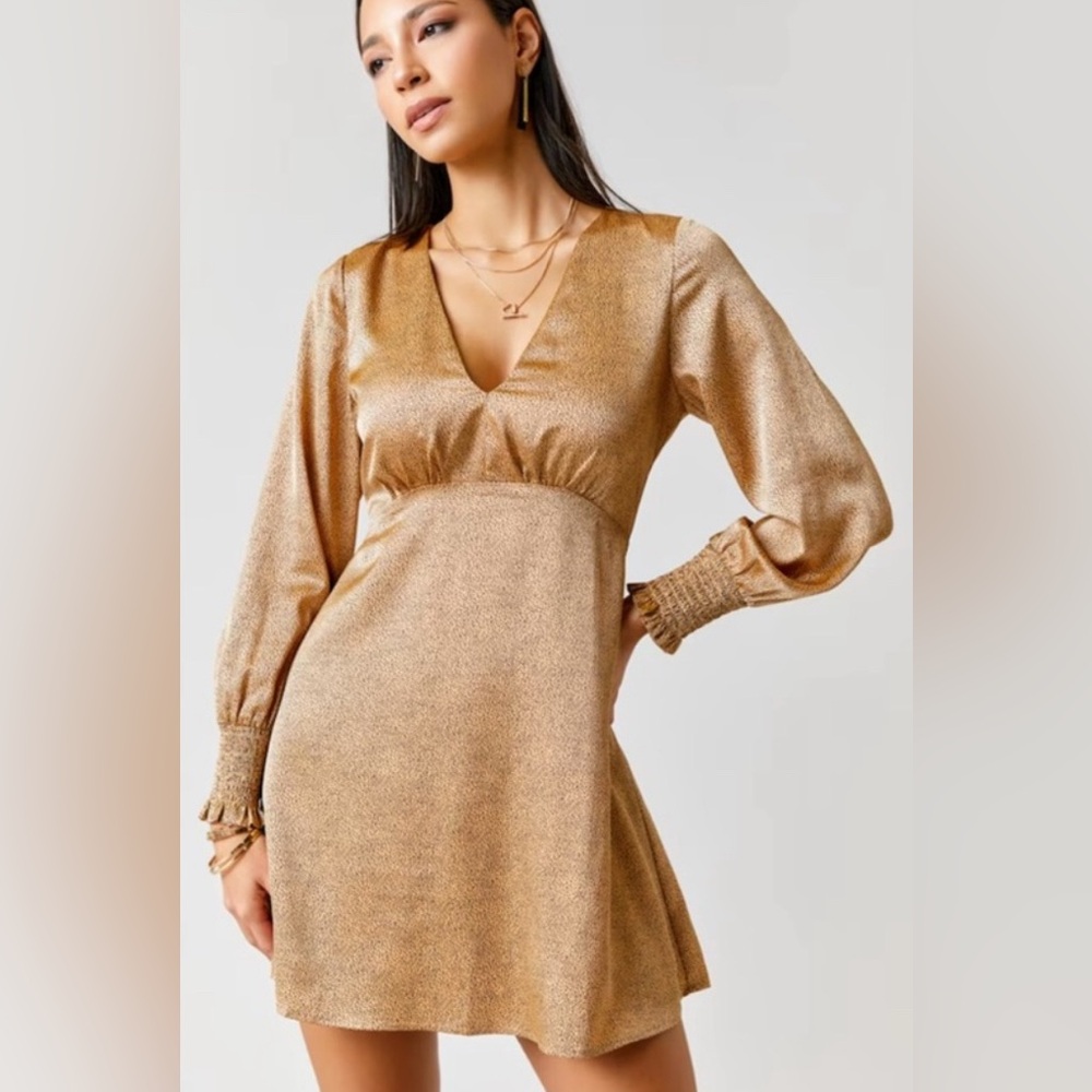 Mi Ami Gold Satin Mini Dress